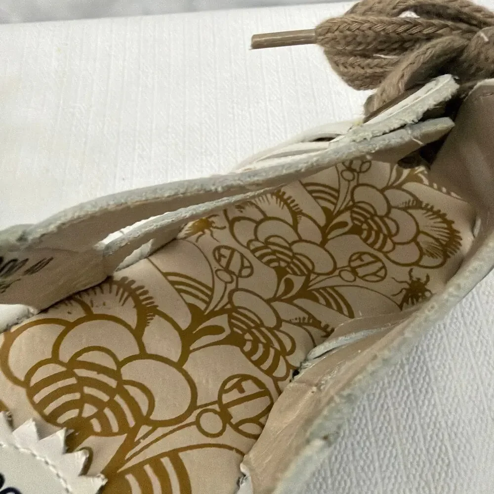 Fly London Yito Shoes Womens Size 9 US Wedge Sandals 40 EU White Leather Shoes
